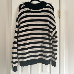 Black and white knit sweater plus